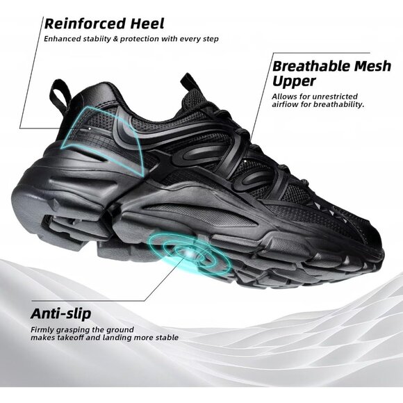 Women's Walking Shoes Fashion Running Sneakers Gym Tennis Work Comfort Black - Picture 6 of 7